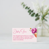 Roze magenta bruids display douche informatiekaartje (Staand voorkant)