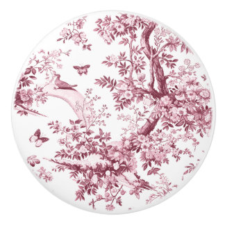Roze Magenta Cream Toile Bloeiende Tak Keramische Knop