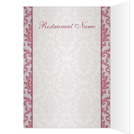 Roze magenta Damask Menu (Binnen (Links))
