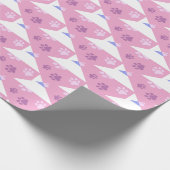 Roze, Magenta en Witte Poot Print Wrapping Cadeaupapier (Hoek)
