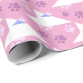 Roze, Magenta en Witte Poot Print Wrapping Cadeaupapier (Rol Hoek)