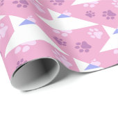 Roze, Magenta en Witte Poot Print Wrapping Cadeaupapier (Rol Hoek)