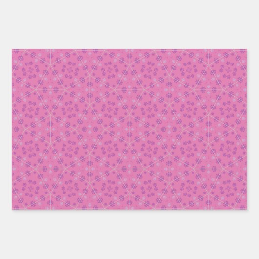 Roze, Magenta en Witte Poot Print Wrapping Inpakpapier Vel (Voorkant 3)