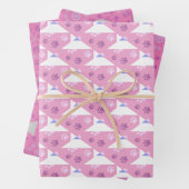 Roze, Magenta en Witte Poot Print Wrapping Inpakpapier Vel (In situ)