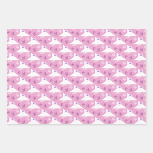 Roze, Magenta en Witte Poot Print Wrapping Inpakpapier Vel (Voorkant)