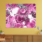 Roze, magenta en zwart-witvormig kunstkleurmateria canvas afdruk (Insitu (Woonkamer))