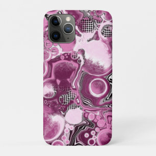 Roze, magenta en zwart-witvormig kunstkleurmateria Case-Mate iPhone case