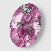 Roze, magenta en zwart-witvormig kunstkleurmateria grote klok (Hoek)