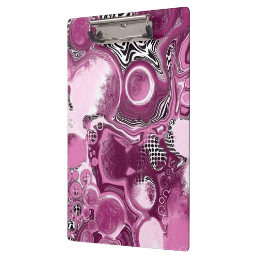 Roze, magenta en zwart-witvormig kunstkleurmateria klembord (Links)