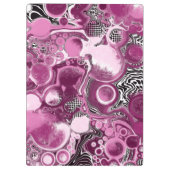 Roze, magenta en zwart-witvormig kunstkleurmateria klembord (Achterkant)