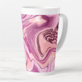 Roze, magenta en zwart-witvormig kunstkleurmateria latte mok (Rechterhoek)