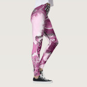 Roze, magenta en zwart-witvormig kunstkleurmateria leggings (Rechts)