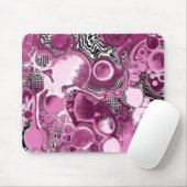 Roze, magenta en zwart-witvormig kunstkleurmateria muismat (Met muis)