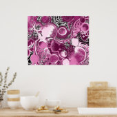Roze, magenta en zwart-witvormig kunstkleurmateria poster (Keuken)