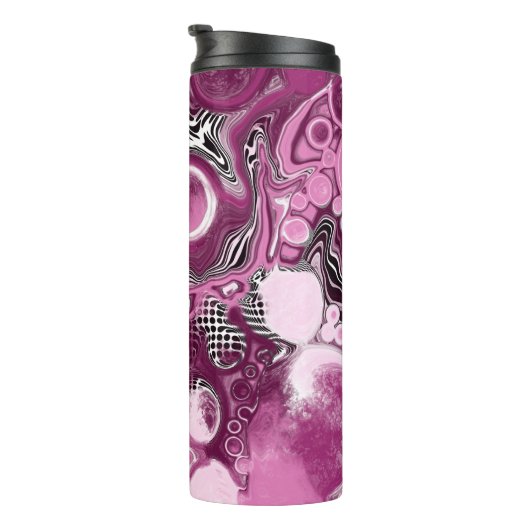 Roze, magenta en zwart-witvormig kunstkleurmateria thermosbeker (Geroteerd rechts)