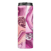 Roze, magenta en zwart-witvormig kunstkleurmateria thermosbeker (Achterkant)