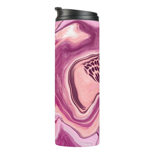 Roze, magenta en zwart-witvormig kunstkleurmateria thermosbeker (Geroteerd rechts)