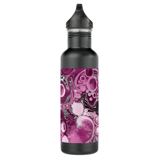 Roze, magenta en zwart-witvormig kunstkleurmateria waterfles (Rechts)