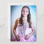 Roze magenta Floral Geometric Foto Quinceañera Kaart (Achterkant)