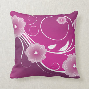 Roze magenta Floral Swirl Kussen