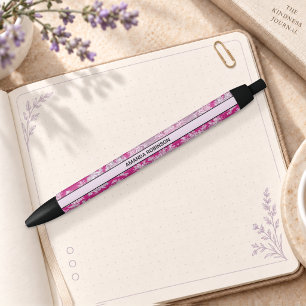 Roze Magenta Franse Toile Monogram Zwarte Inkt Pen