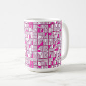 Roze & Magenta Geometrisch Blokpatroon Koffiemok (Voorkant rechts)