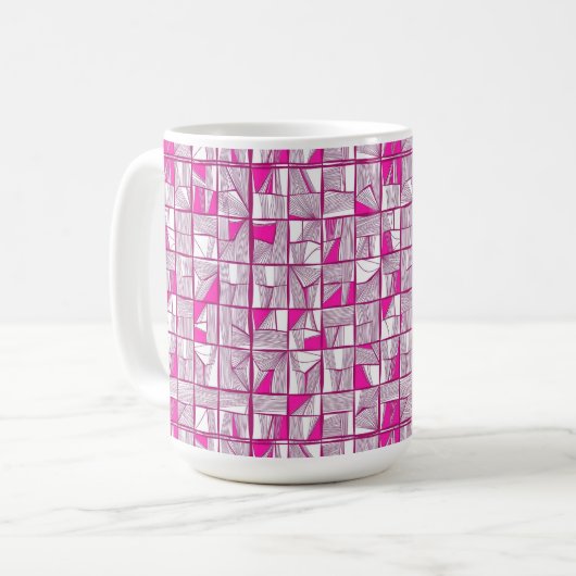Roze & Magenta Geometrisch Blokpatroon Koffiemok (Voorkant links)