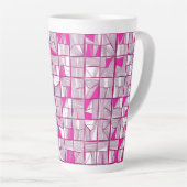 Roze & Magenta Geometrisch Blokpatroon Latte Mok (Rechterhoek)