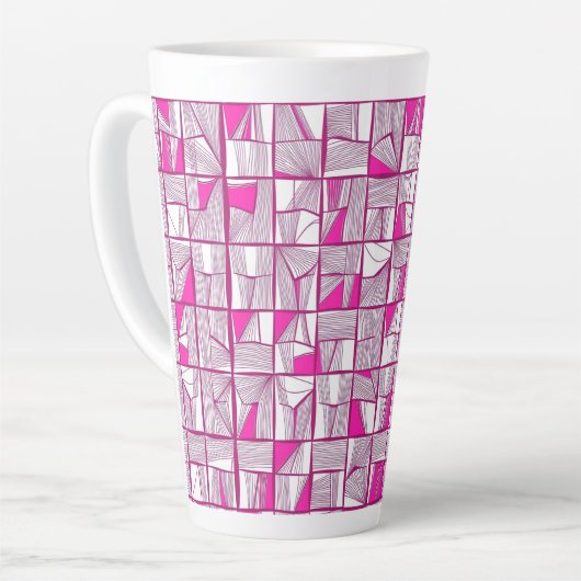 Roze & Magenta Geometrisch Blokpatroon Latte Mok (Linkerhoek)