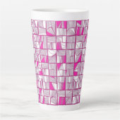 Roze & Magenta Geometrisch Blokpatroon Latte Mok (Voorkant)