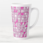 Roze & Magenta Geometrisch Blokpatroon Latte Mok (Rechts)