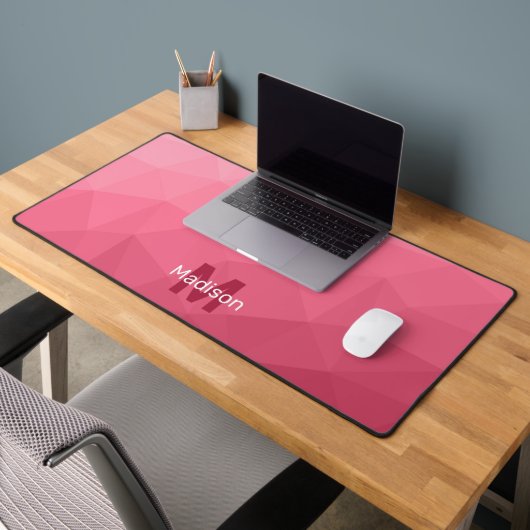 Roze magenta geometrisch meshpatroon monogram bureaumat (Kantoor 2)