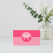 Roze Magenta Geometrisch Modern Monogram QR Code Visitekaartje (Staand voorkant)