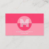 Roze Magenta Geometrisch Modern Monogram QR Code Visitekaartje (Voorkant)
