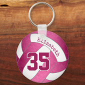 roze magenta gepersonaliseerd giraal volleybal sleutelhanger (Achterkant)