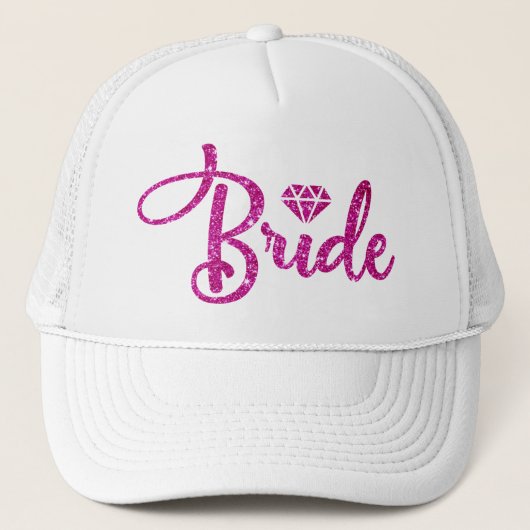 Roze magenta Glitter Custom Bridal White Bride Pet (Voorkant)