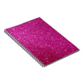 Roze Magenta Glitter Gepersonaliseerd Notitieboek (Rechterzijde)
