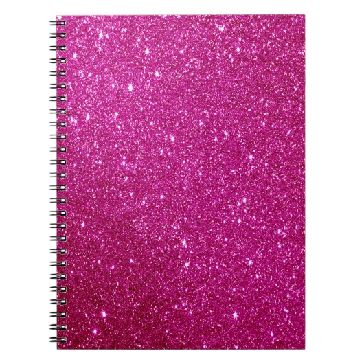 Roze Magenta Glitter Gepersonaliseerd Notitieboek (Voorkant)