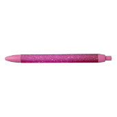 Roze Magenta Glitter Gepersonaliseerd Zwarte Inkt Pen (Voorkant)