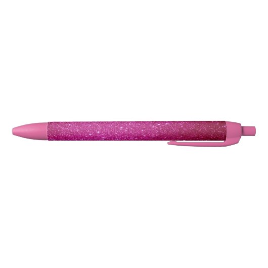 Roze Magenta Glitter Gepersonaliseerd Zwarte Inkt Pen (Bodem)