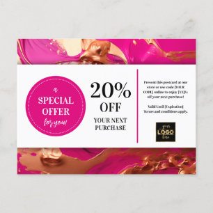 Roze Magenta Gold Paint Coupon Korting Briefkaart