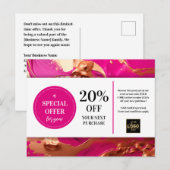 Roze Magenta Gold Paint Coupon Korting Briefkaart (Voorkant / Achterkant)
