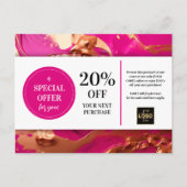 Roze Magenta Gold Paint Coupon Korting Briefkaart (Voorkant)