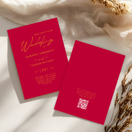 Roze Magenta Goud Moderne Typografie RSVP Trouwen Kaart