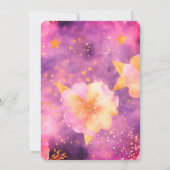 Roze Magenta Goud Romantische Bloemen Huwelijk Kaart (Achterkant)