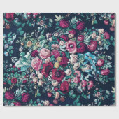 Roze magenta Green Blue Blauwgroen Peony & Roos Fl Cadeaupapier (Vlak)