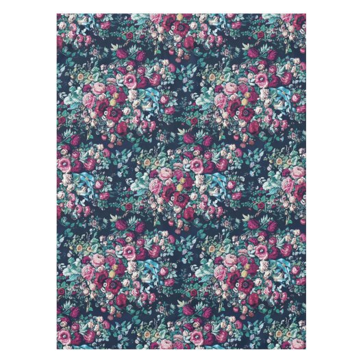 Roze magenta Green Blue Blauwgroen Peony & Roos Fl Tafelkleed (Voorkant)