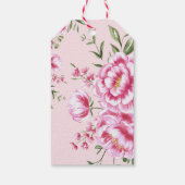 Roze, magenta kleur bloem klassiek  cadeaulabel (Achterkant)