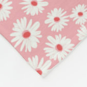 Roze magenta madeliefjes bloempatroon fleece deken (Hoek)