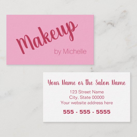 Roze Magenta Make-up Artist Visitekaartje (Voorkant / Achterkant)